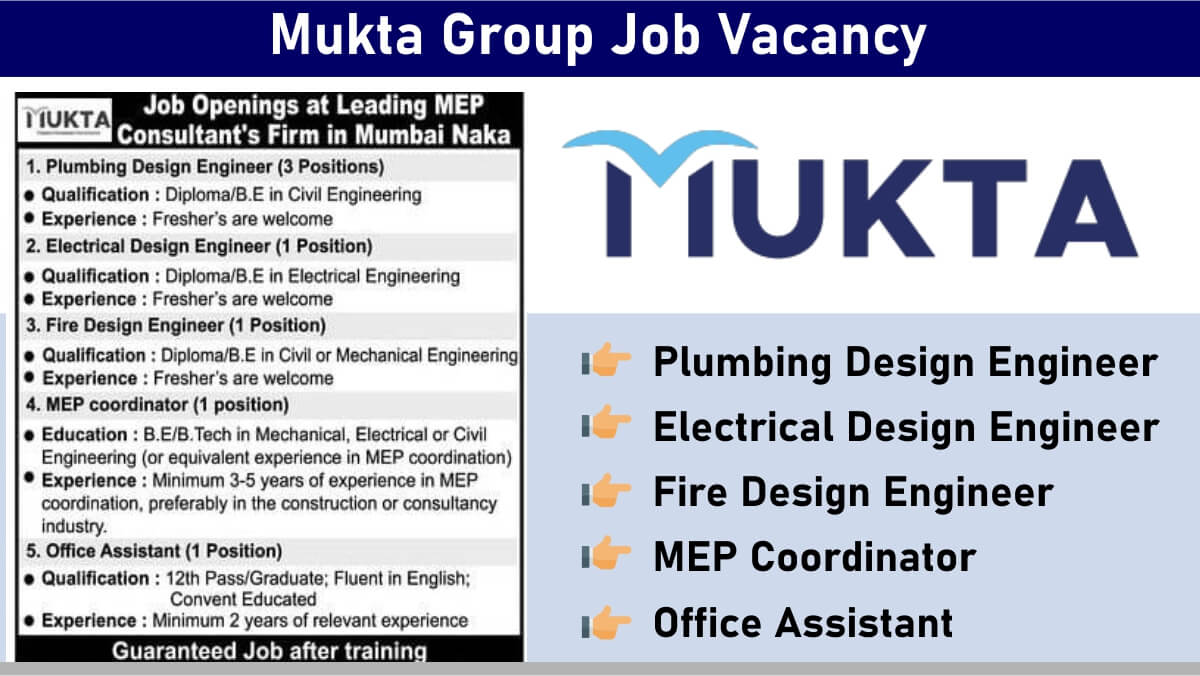 Mukta Group Job Vacancy