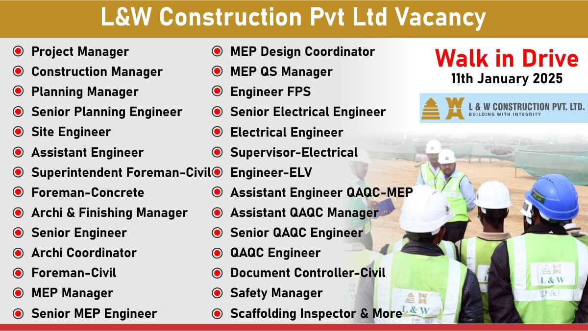 L&W Construction Pvt Ltd Vacancy