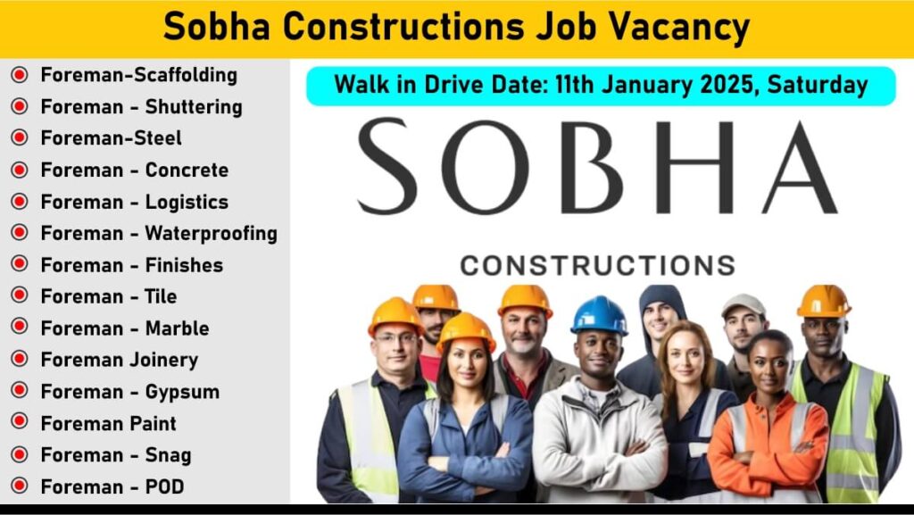 Sobha Constructions Job Vacancy