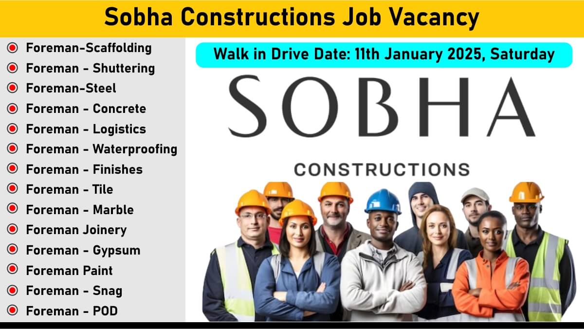 Sobha Constructions Job Vacancy